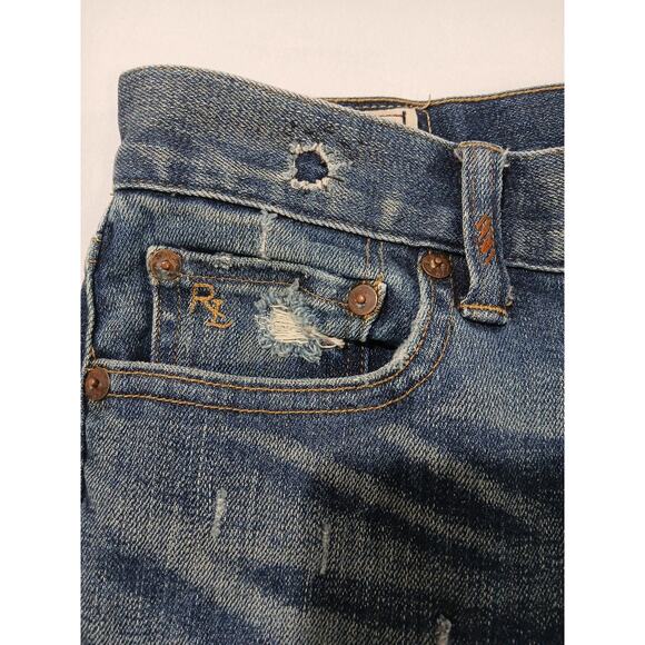 Polo Ralph Lauren Jeans 29 Tompkins Patches Distressed Skater Skinny Band Preppy - Picture 3 of 12